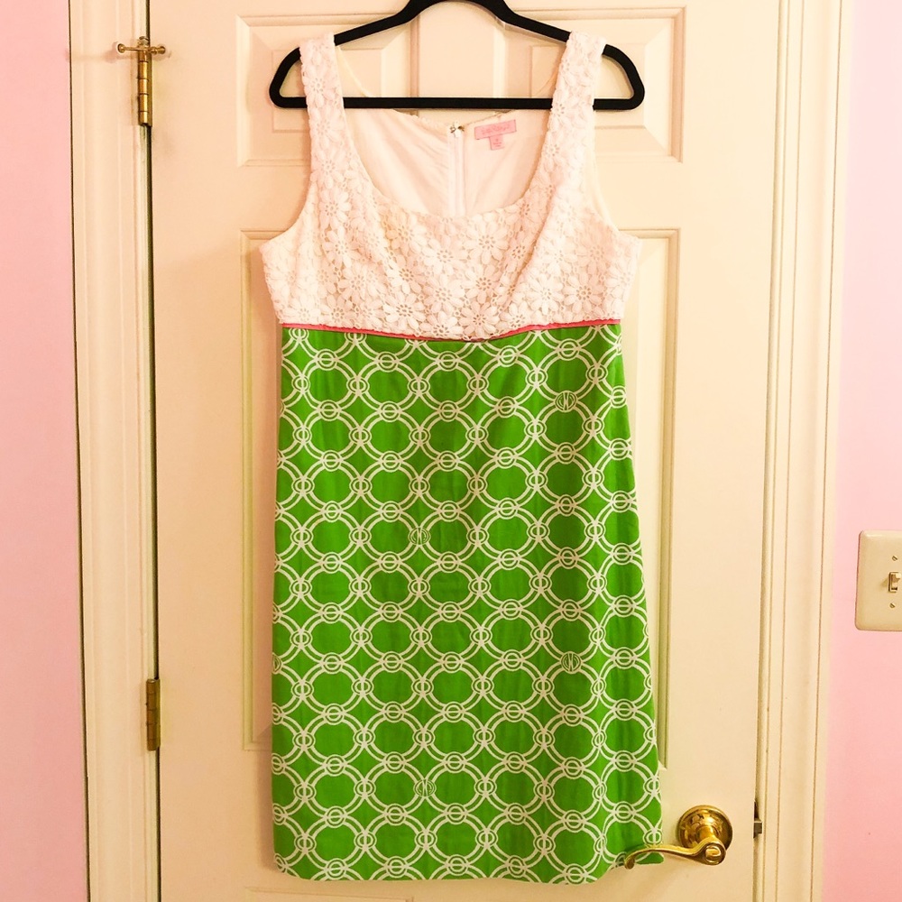 Lilly Pulitzer Green and White Shift Dress